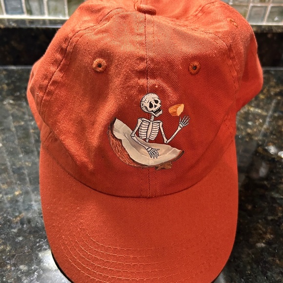 Skeleton Chobani 100% Cotton Burnt Orange Baseball Cap - Picture 2 of 4